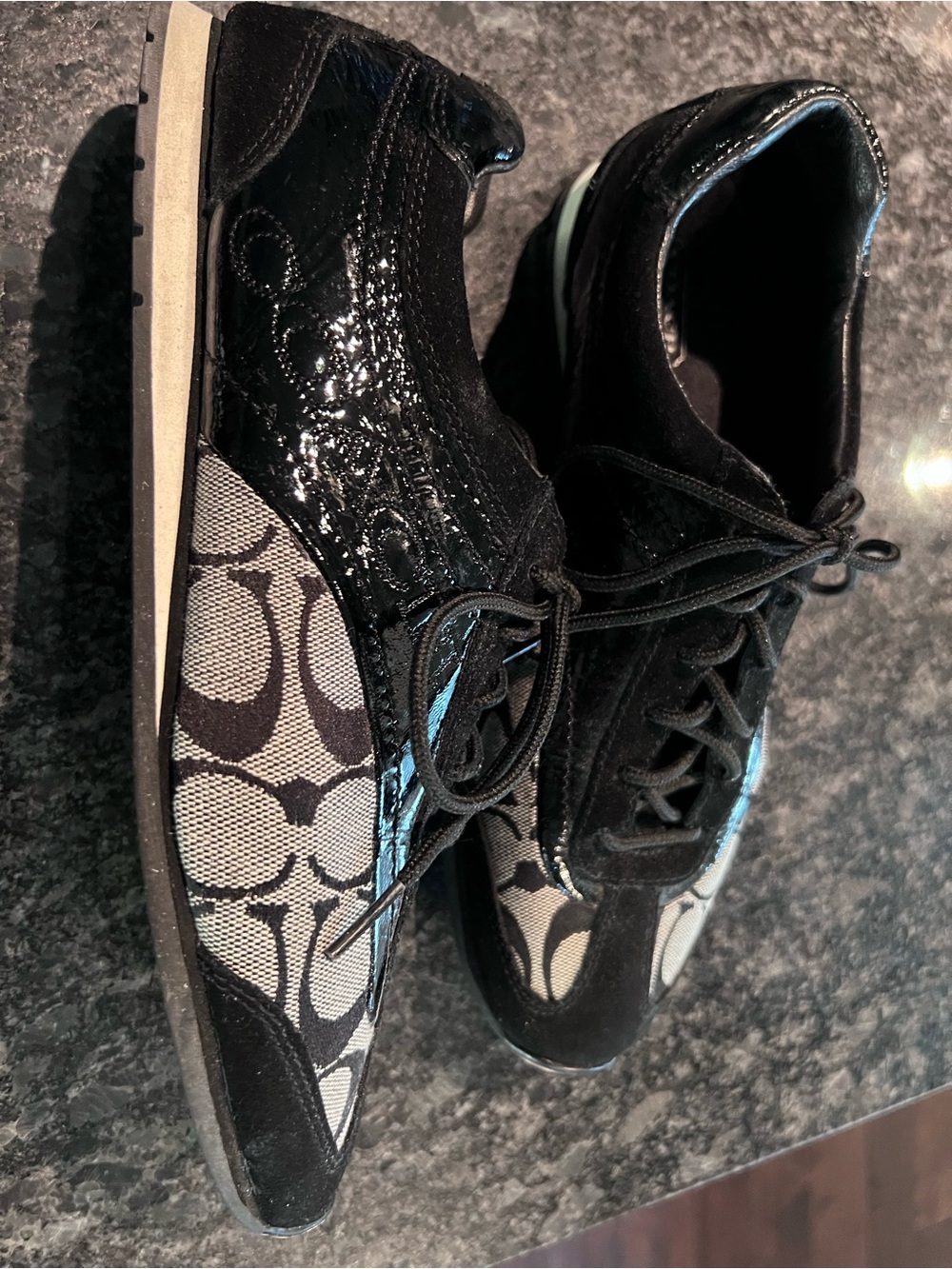 Coach Black and Gray Signature Canvas Sneakers - Picture 5 of 11